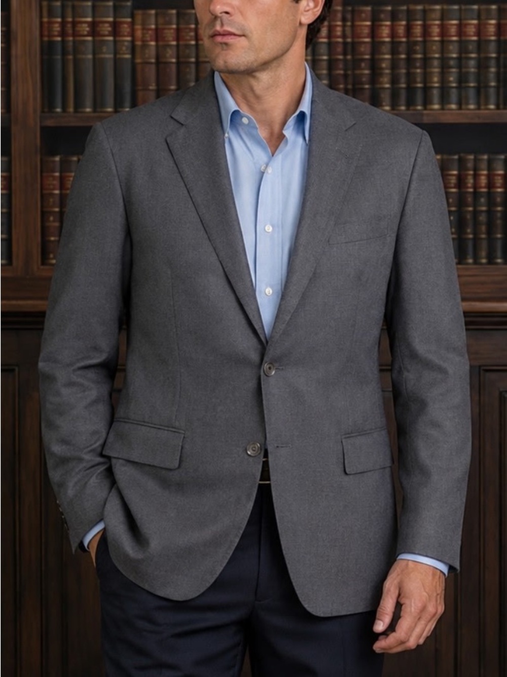 New Polo by Ralph Lauren Charcoal Gray Two-Button wool blazer size XL or 46